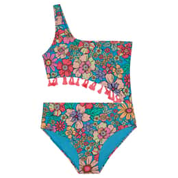 Beach Lingo Girls' Mod Blossom One Shoulder One Piece Swimsuit