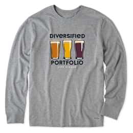 Life Is Good Men's Diversified Portfolio Beer Long Sleeve Crusher T Shirt