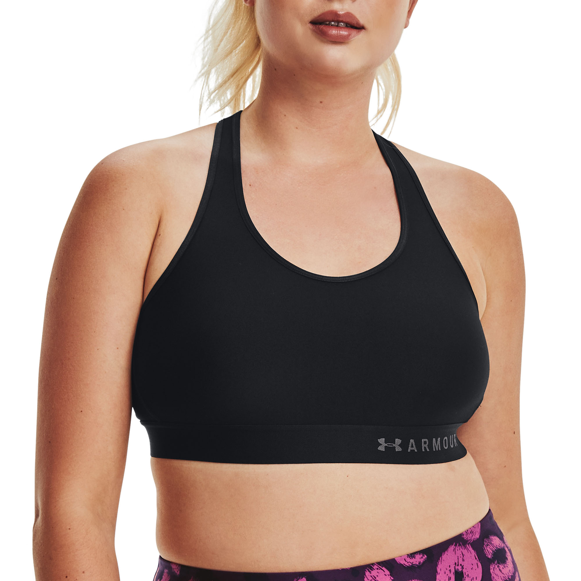 Under Armour Women's Armour Mid Keyhole Bra (Black/Black/Metallic