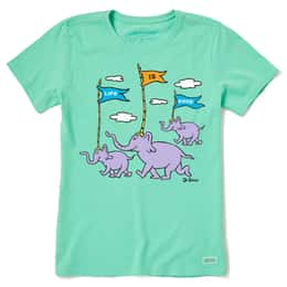 Life Is Good Women's Oh the Places Three Elephants Short Sleeve T Shirt