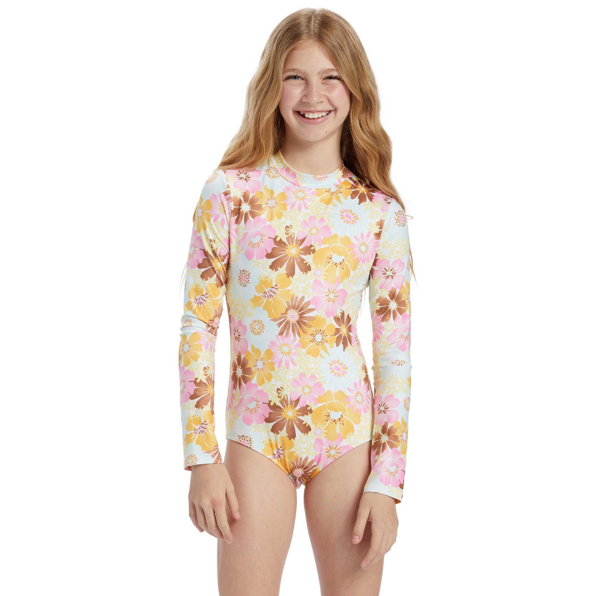 Billabong Girls Flower Power Surf Bodysuit Rashguard - Sun & Ski Sports