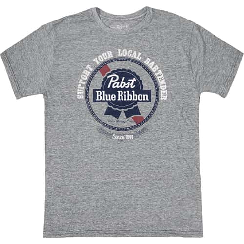 Original Retro Brand Men's Support Your Local Bartender PBR Short Sleeve T Shirt alt image view 1
