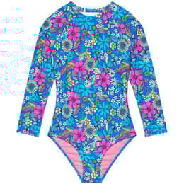 Beach Lingo Girls' Electric Ave One Piece Rashguard Swimsuit