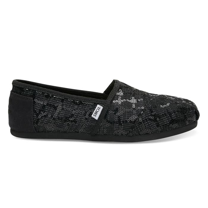 Toms Women's Black Sequin Glitz Seasonal Classic Slip-on Shoes - Sun ...