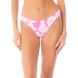 Maaji Women's Pink Blossom Flirt Low Rise Thin Side Bikini Bottoms