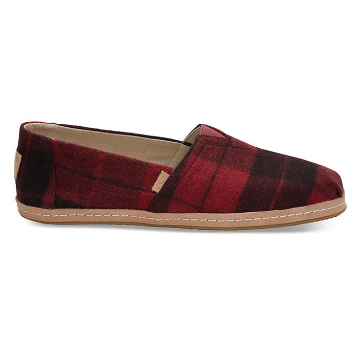 Toms Women's Alpargata Red Plaid Felt Casual Shoes - Sun & Ski Sports