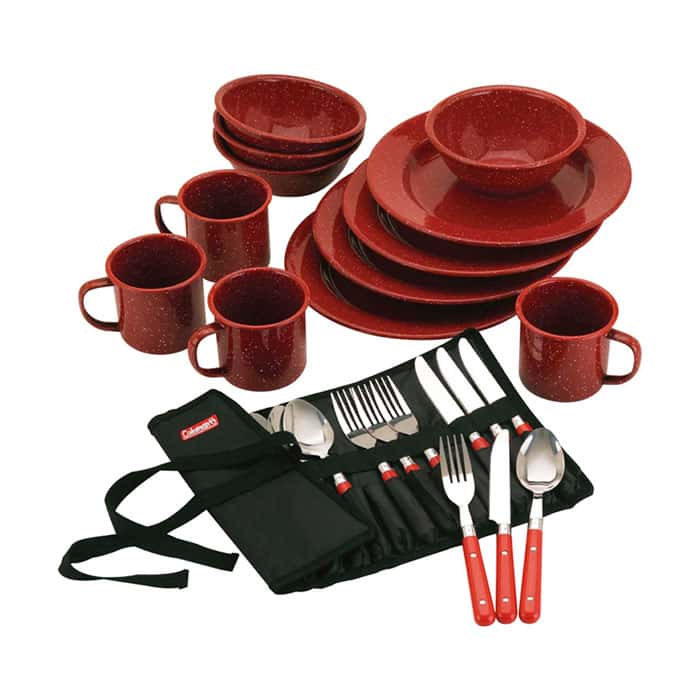 Coleman 24-Piece Enamel Dinnerware Set