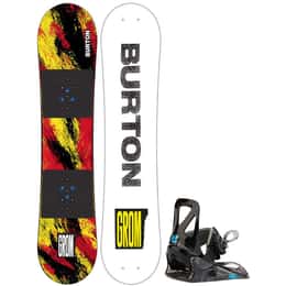 Burton Kids' Grom Snowboard + Grom BOA Snowboard Boots + Grom Disc Snowboard Bindings Package '24