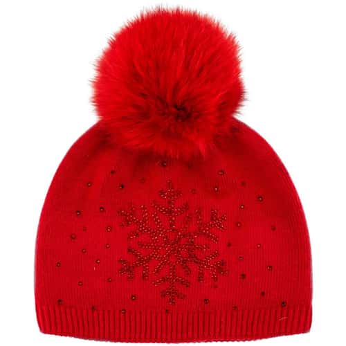 Mitchies Matchings Women's Crystal Snowflake Faux Pom Knit Beanie alt image view 3