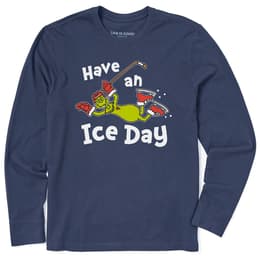 Life Is Good Men's Grinch Have An Ice Day Hockey Long Sleeve Crusher T Shirt