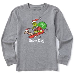 Life Is Good Boys' Grinch And Max Snow Day Long Sleeve Crusher T Shirt