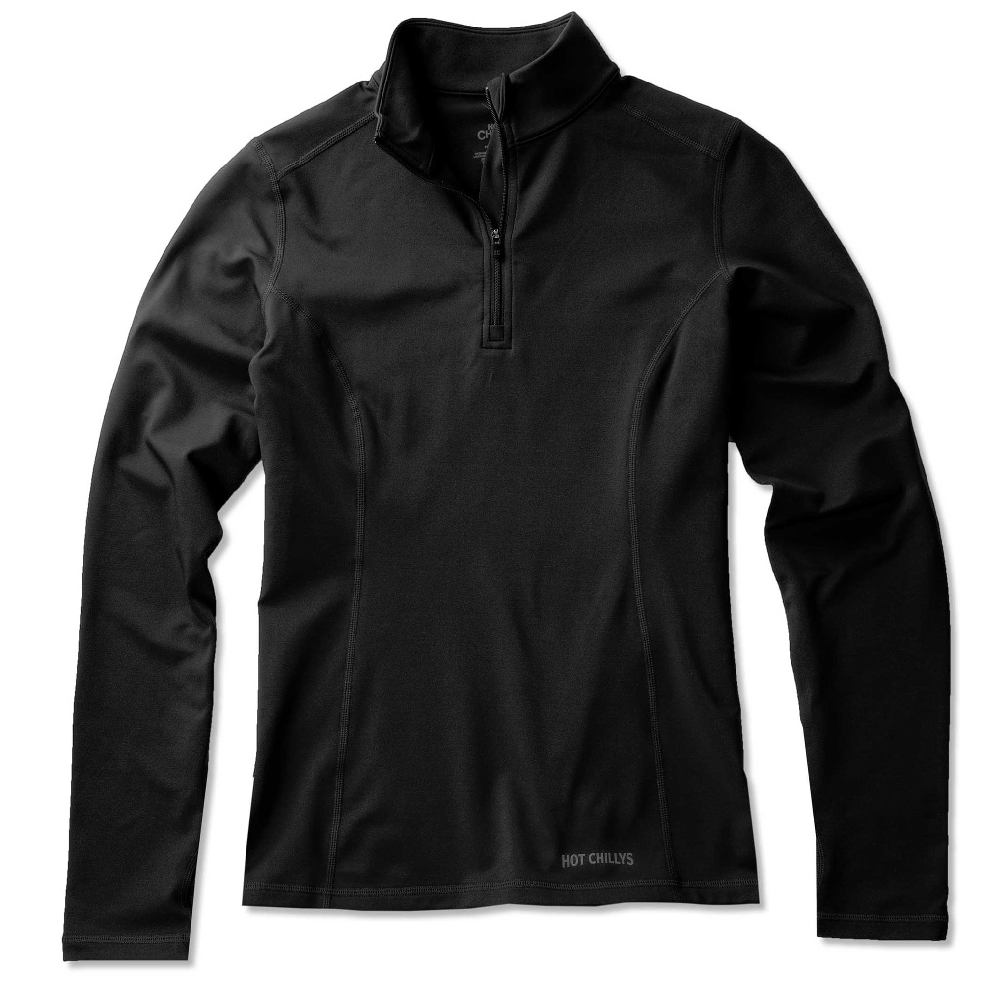 Hot Chillys Women's Micro-Elite Chamois Solid Zip Zip T-Neck