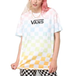 Vans Women's Wavy Check Popsicle Tie Dye Oversized Crew T Shirt