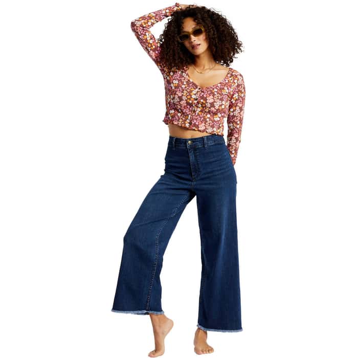 Billabong Women's Free Fall Indigo Wide-Leg Jeans