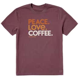 Life Is Good Men's Peace Love Coffee Crusher-Lite T Shirt