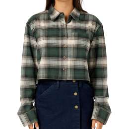 O'Neill Women's Pippa Flannel Crop Long Sleeve Button Down Shirt