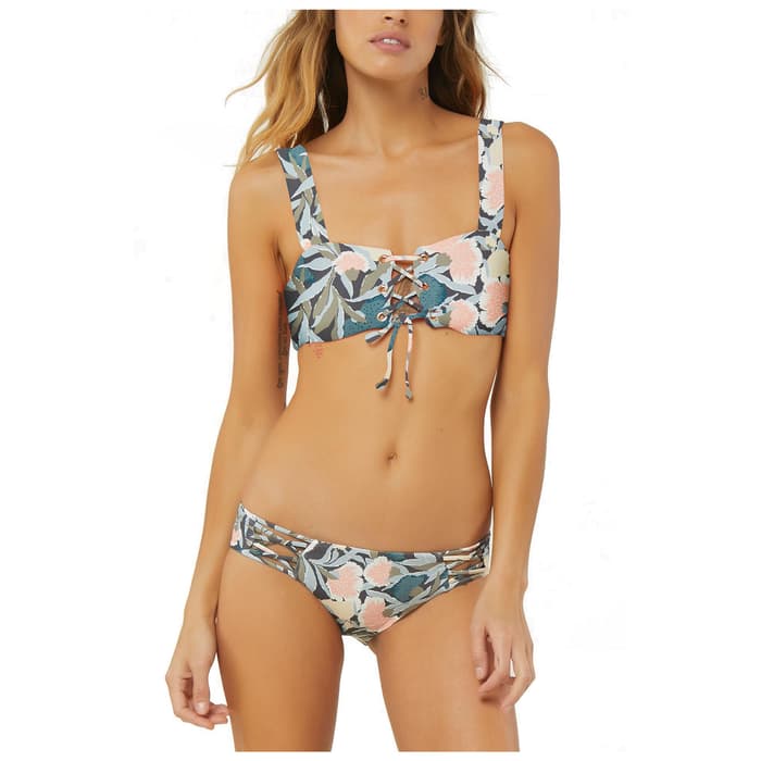 O'neill Women's Teegan Floral Laceup Bikini Top Sun & Ski Sports