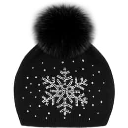 Mitchies Matchings Women's Crystal Snowflake Faux Pom Knit Beanie
