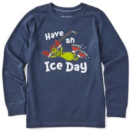 Life Is Good Boys' Grinch Have An Ice Day Hockey Long Sleeve Crusher T Shirt