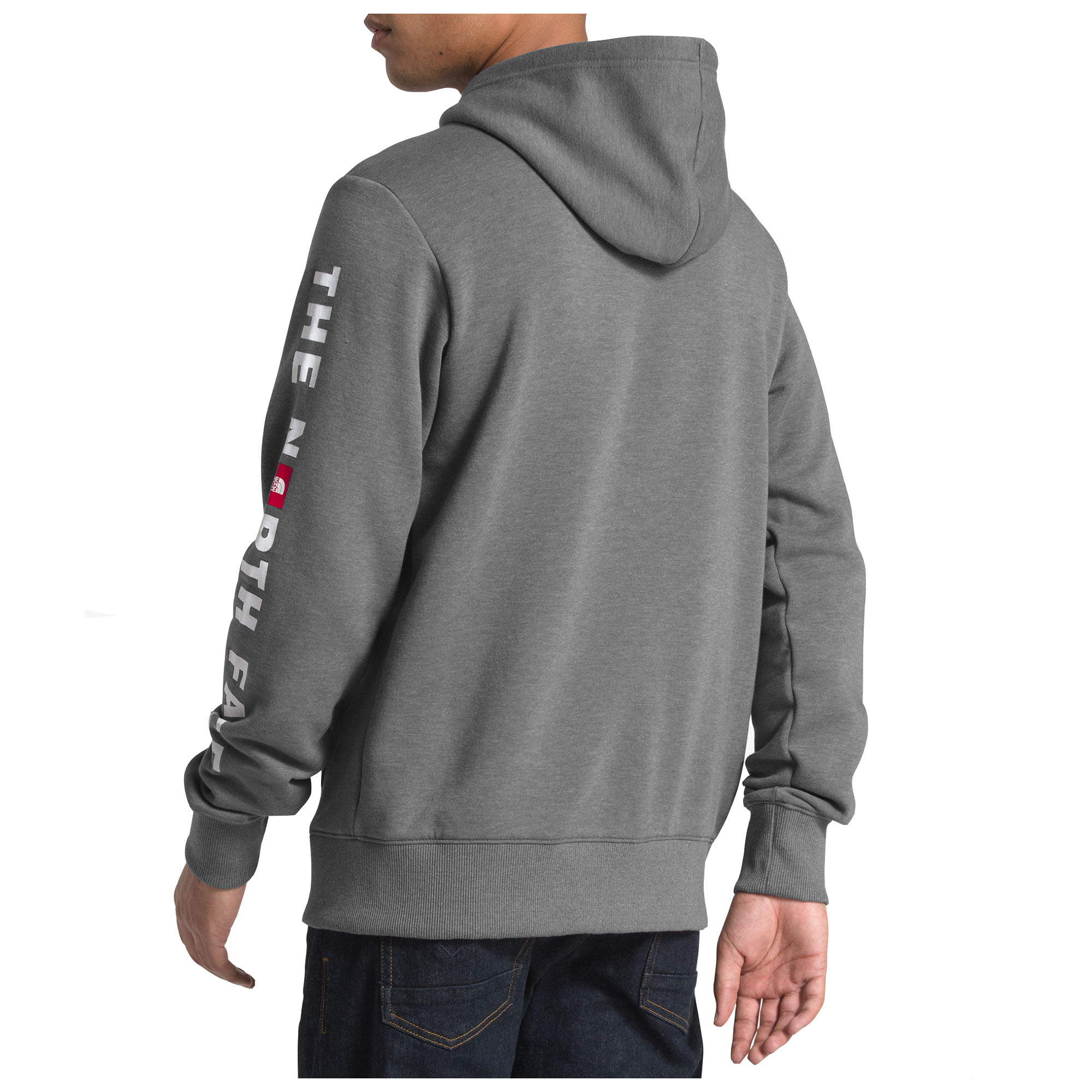 the north face men's red box patch full zip hoodie