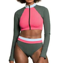 Maaji Women's Crocodile Green Lark Long Sleeve Bikini Top