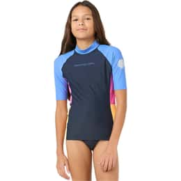 Rip Curl Girls' Block Party Short Sleeve Rash Vest