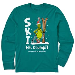 Life Is Good Men's Grinch Ski Mt Crumpit Long Sleeve Crusher T Shirt