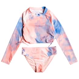 ROXY Girls Malibu Story Long Sleeve Cropped Bikini Top Set