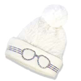 Bling2o Girls' White Snow Knit Beanie