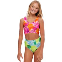 O'Neill Toddler Sydney Floral Cinch Tankini Swim Set - Yellow Turtle