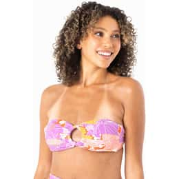 ROXY Women's Bell Bottom Blooms Ring Bandeau Bikini Top