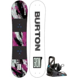 Burton Kids' Grom Purple Snowboard + Grom BOA Snowboard Boots + Grom Disc Snowboard Bindings Package '24