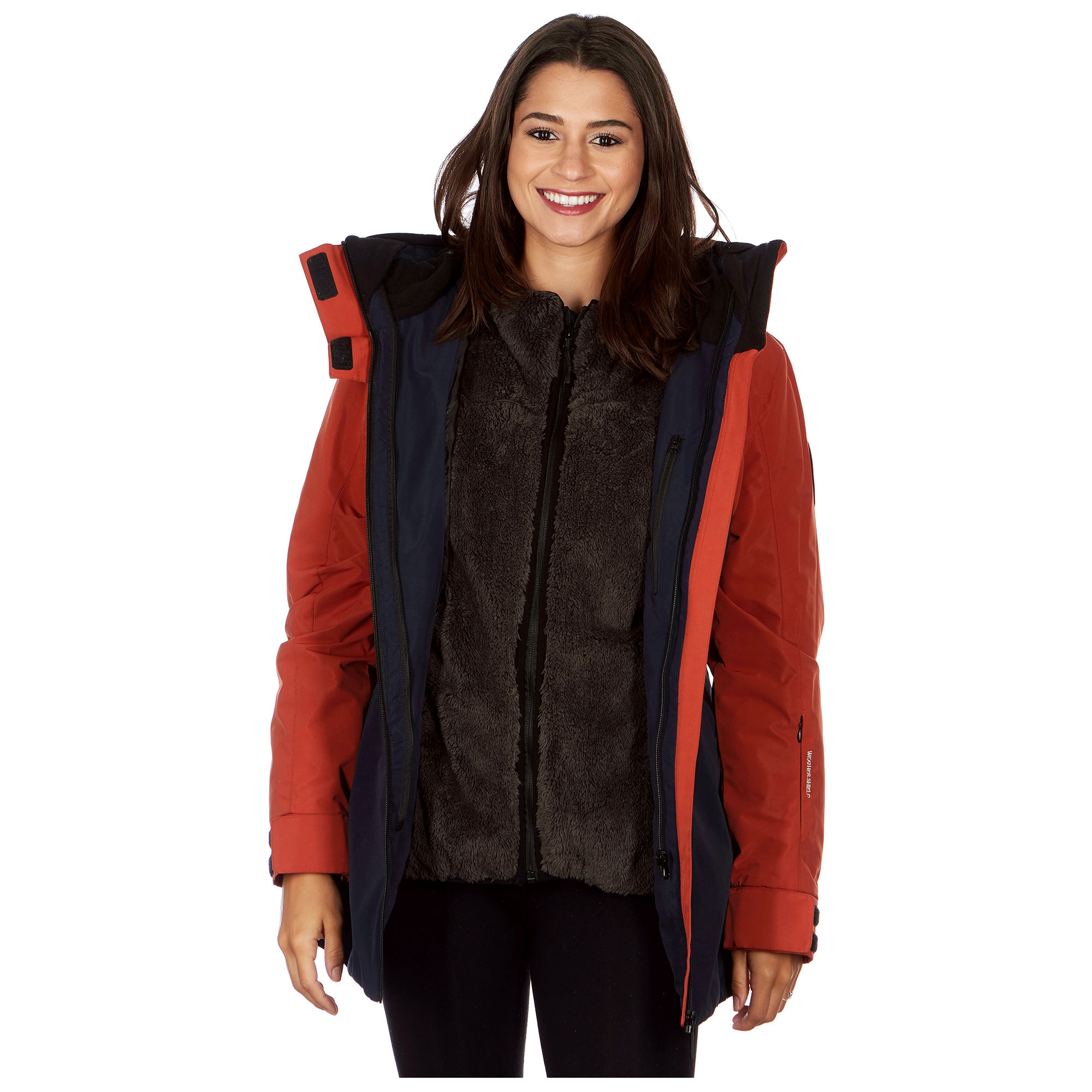 Avalanche Women's 3-In-1 Systems Ski Jacket With Faux Sherpa Inner Lining 