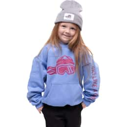 Ski Like A Girl Girls' Carolina Blue Pink Glitter Hoodie