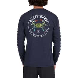 Salty Crew Men's Blue Crabber Long Sleeve Premium T Shirt