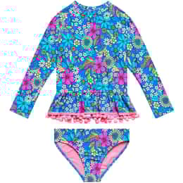 Beach Lingo Little Girls' Electric Ave Two Piece Rashguard Swimsuit