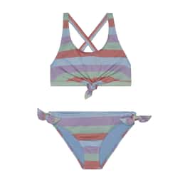 Splendid Girls' Cabana Stripe Knot Front and Side Tie Swim Set