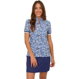 Cabana Life Women's Short Sleeve Collared 1/4 Zip Top