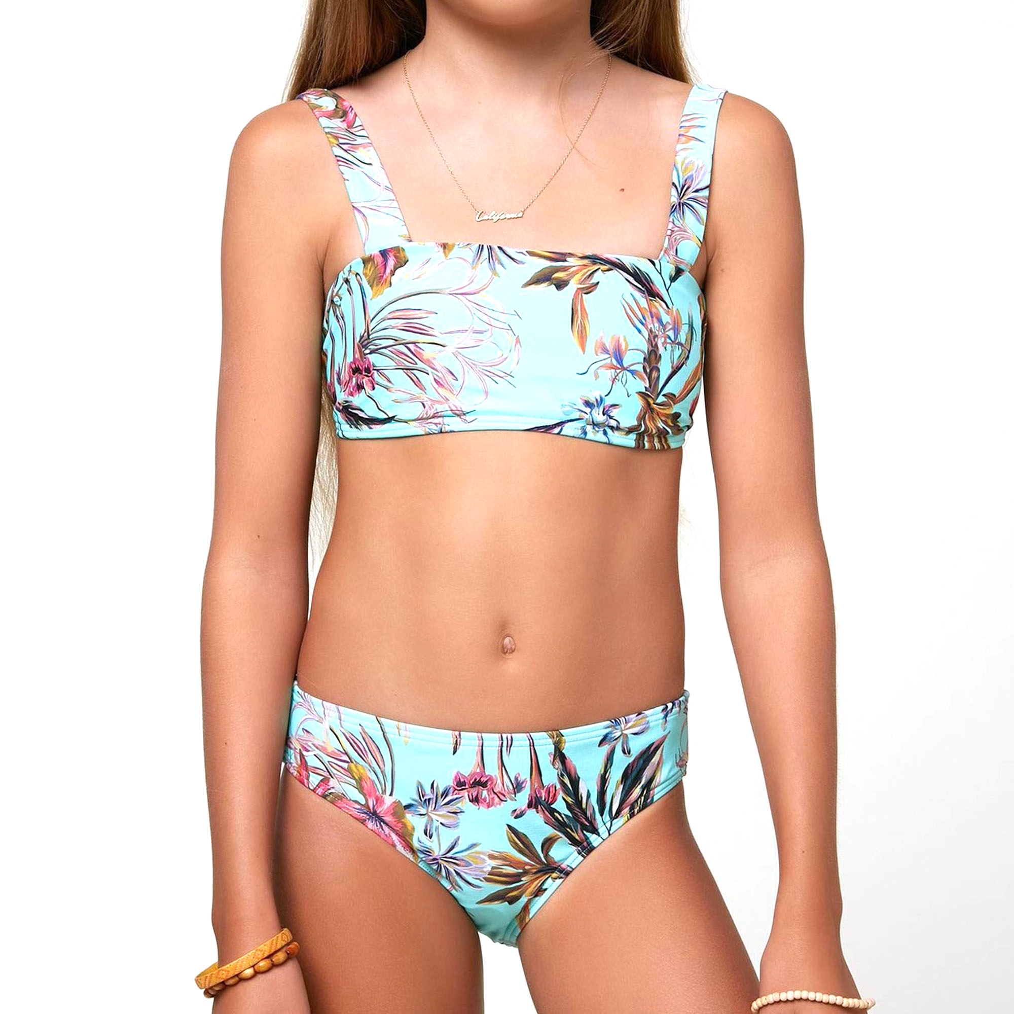 O'NEILL Girl's Scoop Neck Swimsuit - Swim Set for Girls with Matching  Bikini Top and Bottom