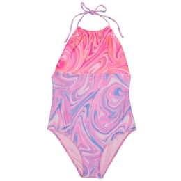 Beach Lingo Girls Swirlicious High Neck One Piece Swimsuit