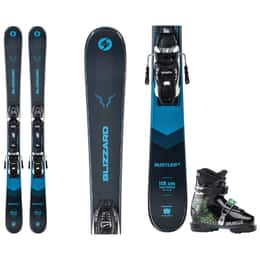 Blizzard Boys' Rustler Twin Jr Skis with Jr 4.5 WB Bindings + Dalbello Kids' Green Menace 2.0 GripWalk Junior Ski Boots Package '24