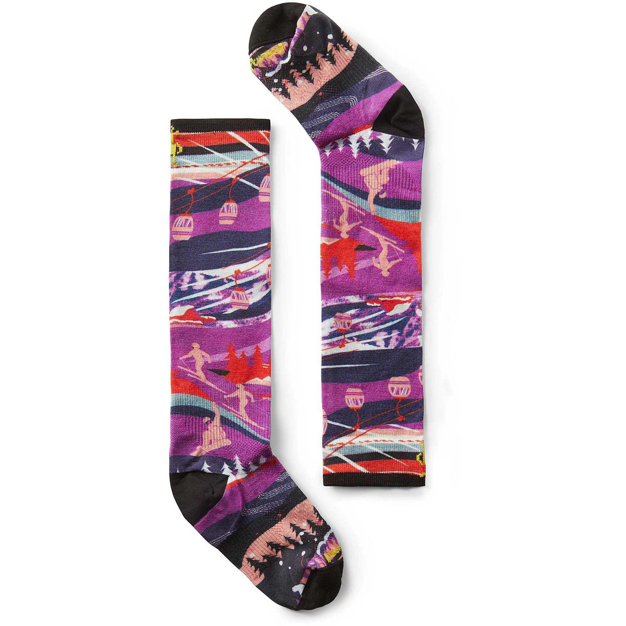 Smartwool Kids' Ski Zero Cushion Skication Print Over The Calf Socks -  00196248214627