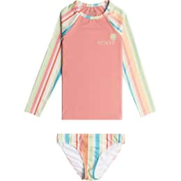 ROXY Girls' Siesta Stripe Long Sleeve Rashguard Set