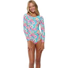 Beach Lingo Girls' Kozmic Blues Long Sleeve Rash Suit