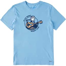 Life Is Good Men's Play More Worry Less Jake Guitar Short Sleeve Crusher T Shirt