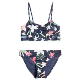 ROXY Girls' Vacay For Life Crop Two Piece Bikini Set