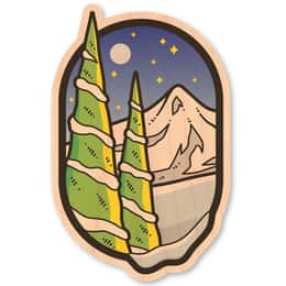 Dust City Wood Sticker Oval Trees and Peaks Wood Sticker