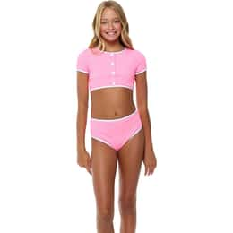 Beach Lingo Girls' Coco Cardigan Button Front Top & Highwaist Binding Bottoms