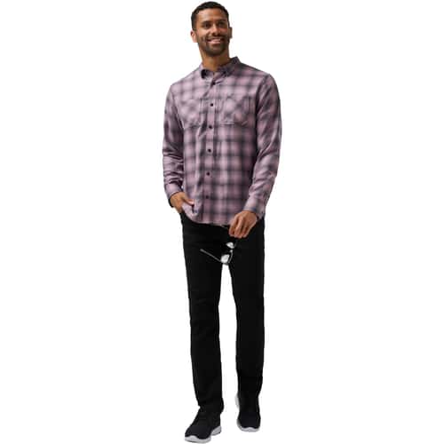 TravisMathew Men's Cloud Flannel Plaid Long Sleeve Button Up Shirt alt image view 5