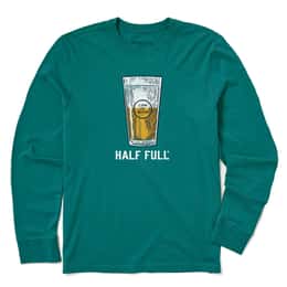 Life Is Good Men's Half Full Beer Long Sleeve Crusher-Lite T Shirt